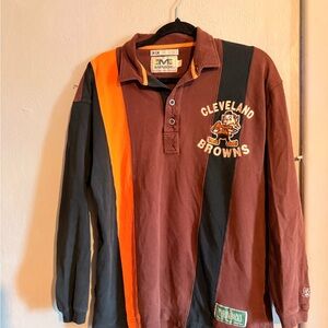 Cleveland Browns Men's Long-Sleeve Rugby Polo - Brown/Orange/Black